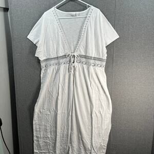 Belle Beach by Kim Gravel Petite Slub Knit Cover Up White, Petite M/L